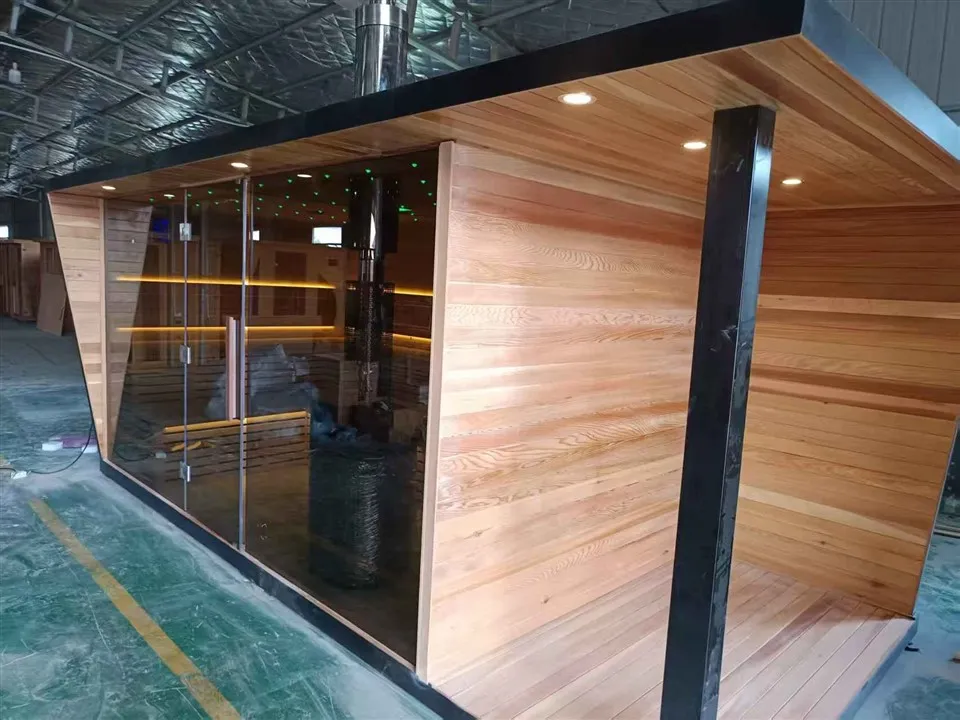 China Solid Wood Integrated Outdoor Sauna Room With Changing Room
