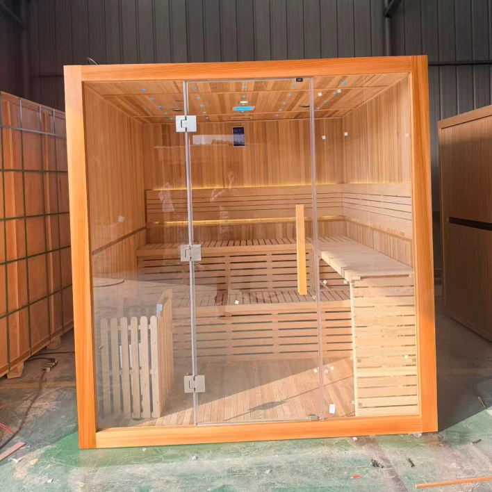 Modern Flat Roof Outdoor Glass Sauna Wet Stream For Villa Backyard