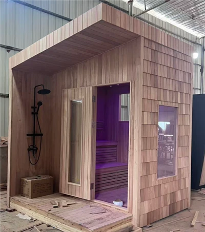All‑In‑One Weather‑Resistant Solid Wood Garden Sauna Shower Combo Room Outdoor Wet Steam SPA Room